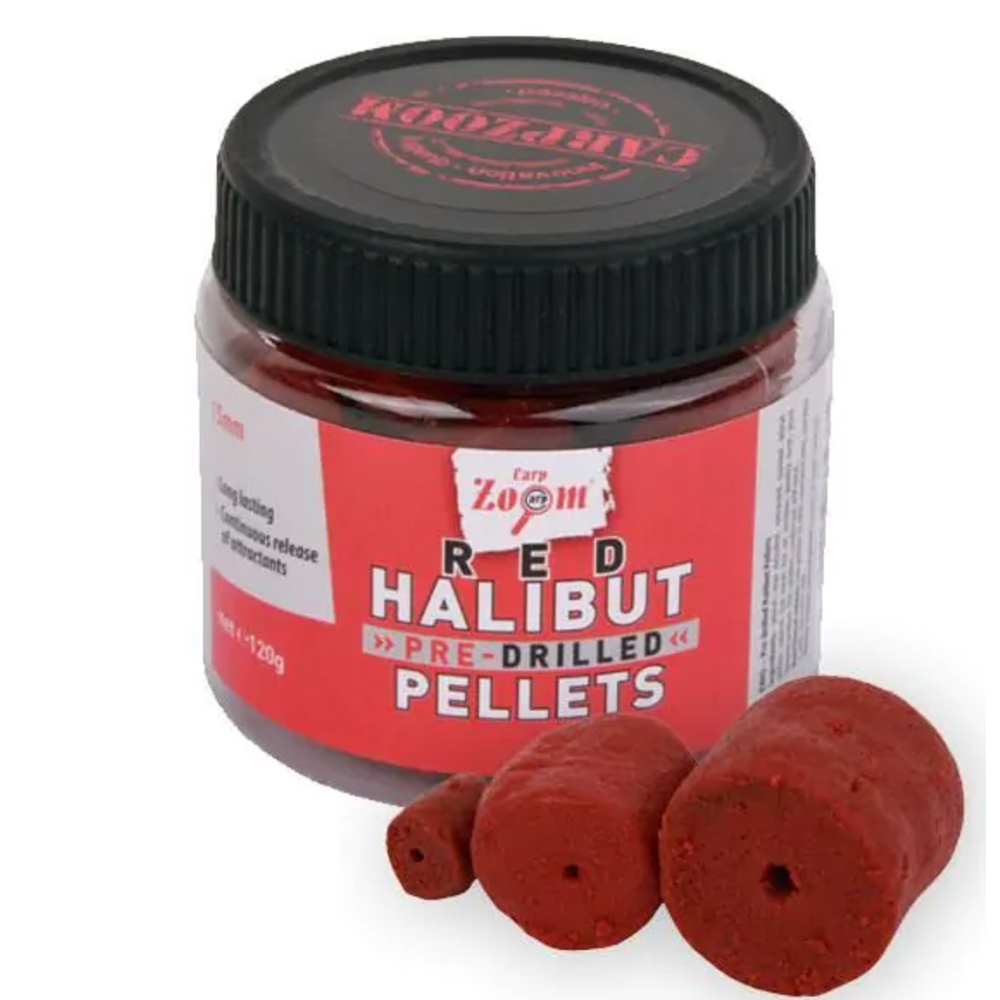Carp Zoom Red Halibut Pellets - Pre-Drilled (120 Gram) 2 Carp Zoom Red Halibut Pellets - Pre-Drilled (120 Gram) - Afbeelding 2