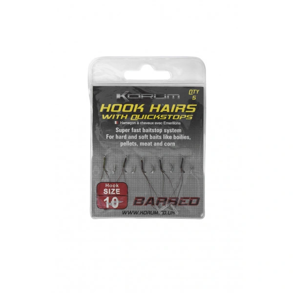 KORUM Barbed Hook Hairs With Quickstops 1 KORUM Barbed Hook Hairs With Quickstops